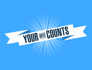 your vote counts, blue ribbon Illustration Design graphic.