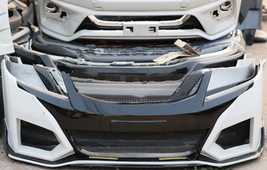 Fototapeta premium old Front grille cars - auto parts at garage