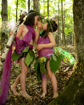 Sisters dressed as Fairies in the Forest 2