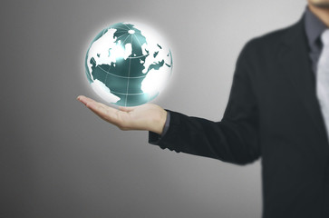 Globe ,earth in human hand Earth image provided by Nasa