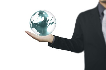 Globe ,earth in human hand Earth image provided by Nasa