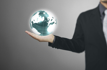 Globe ,earth in human hand Earth image provided by Nasa