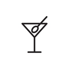 martini glass, alcohol drink outlined vector icon. Modern simple isolated sign. Pixel perfect vector  illustration for logo, website, mobile app and other designs