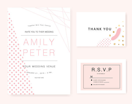 Wedding invitation card pink set