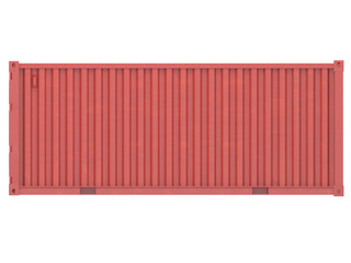 shipping container isolated point of view on a white background 3d rendering