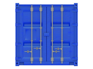 shipping container isolated point of view on a white background 3d rendering