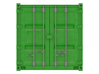 shipping container isolated point of view on a white background 3d rendering