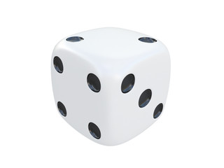 white dice with black spots isolated on a white background 3d rendering