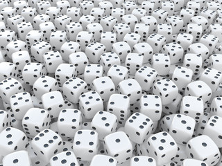 white dice background with black spots isolated on a white background 3d rendering