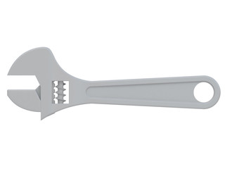 metal wrench english isolated on a white background side or front view 3d rendering