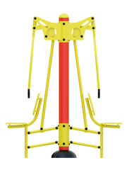 yellow and red machine trainer for a park in public isolated on a white background 3d rendering