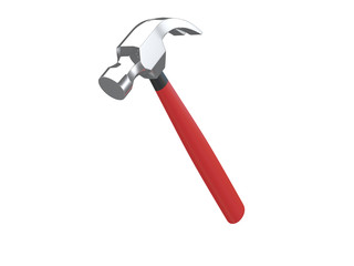 red hammer with metal head isolated on a white background 3d rendering