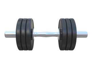 Fototapeta premium black and chrome weights or dumbbell isolated on a white background 3d rendering