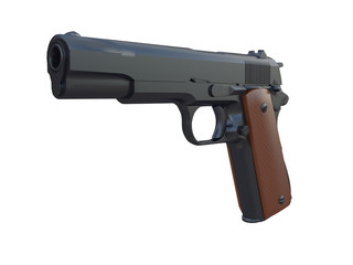 black gun with brown part isolated on a white background side or front view 3d rendering