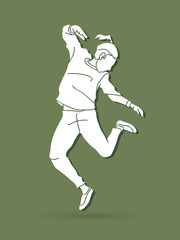 Fototapeta premium Dancing action, dancer training graphic vector.