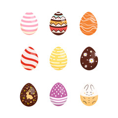Set Easter eggs, collection of vector illustration in cartoon style, isolated.