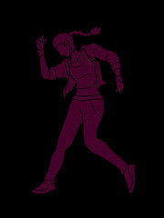 Obraz na płótnie Canvas Dancing action, dancer training designed using dots pixels graphic vector.
