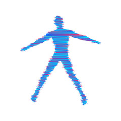 Business, freedom or happiness concept. 3d model of man. Human body model. Vector illustration.