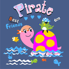 pirate girl cartoon vector