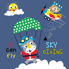 sky diving cartoon vector