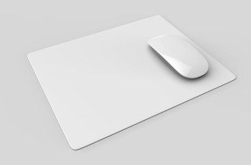 Square Blank mouse pad with computer mouse for branding or design presentation. 3d render illustration.