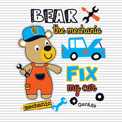 bear mechanic cartoon vector