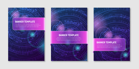 Set of banners templates. Futuristic user interface HUD UI UX. Connection structure. Science background. Business abstract vector illustration