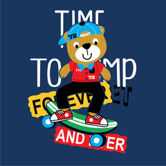 bear skater animal cartoon vector art
