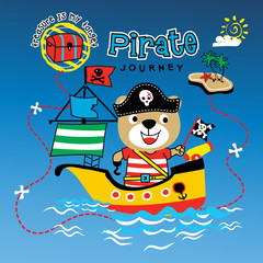 pirate bear animal cartoon vector