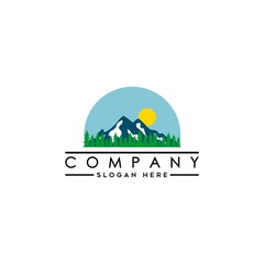 Mountain Hand Drawn Logo Template. Flat design logo template. Vector Illutrator eps.10