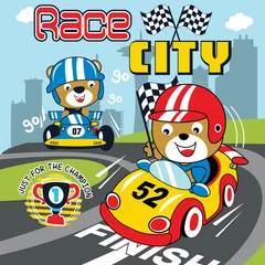 Fotobehang racing car cartoon vector art © Elzian