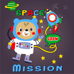 astonaut animal cartoon vector art