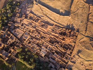Aerial top view on Ait Ben Haddou