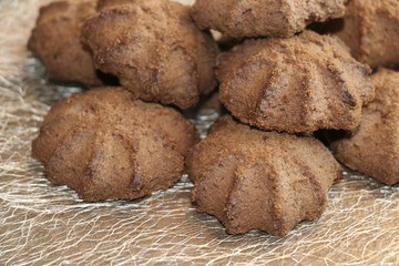 chocolate shortbread cookie. delicious shortbread cookies with cocoa.