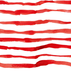 Rough red strip. Watercolor seamless pattern