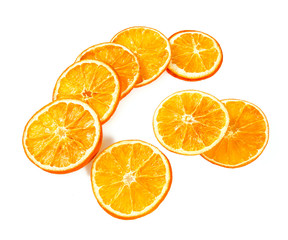 dried oranges isolated on white