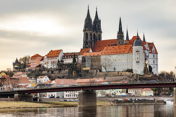 Obraz premium Church and castle landmark of Meissen
