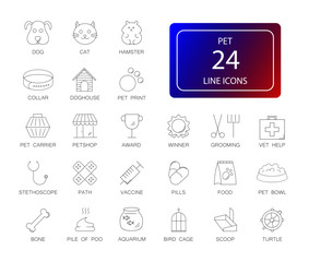 Line icons set. Pet pack. Vector illustration	