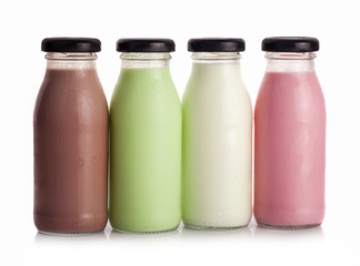 Milks in the bottles