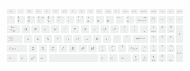 White computer keyboard. isolated on white background