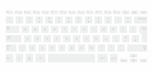 White computer keyboard. isolated on white background