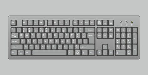 Black computer keyboard. isolated on gray background