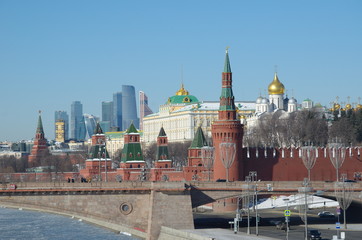 Moscow Kremlin and Big Moskvoretsky bridge, Moscow, Russia