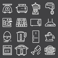 Simple Set of Kitchen Appliances Related Vector Line Icons.