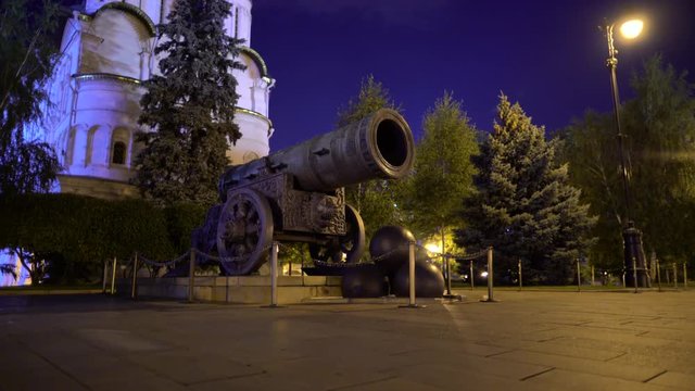 The Tsar Cannon, Moscow Kremlin, Russia -- is a large, 5.94 metres (19.5 ft) long cannon on display on the grounds of the Moscow Kremlin 4к