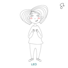 cute girl in the form of zodiac sign.Leo