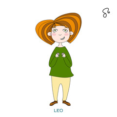 cute girl in the form of zodiac sign.Leo