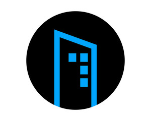 black circle building skyscraper image vector icon logo symbol