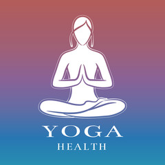 Yoga health training logo with female meditation element