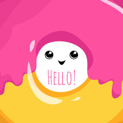 Cute hello card with donut